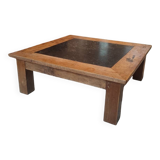 Blue stone and old teak table