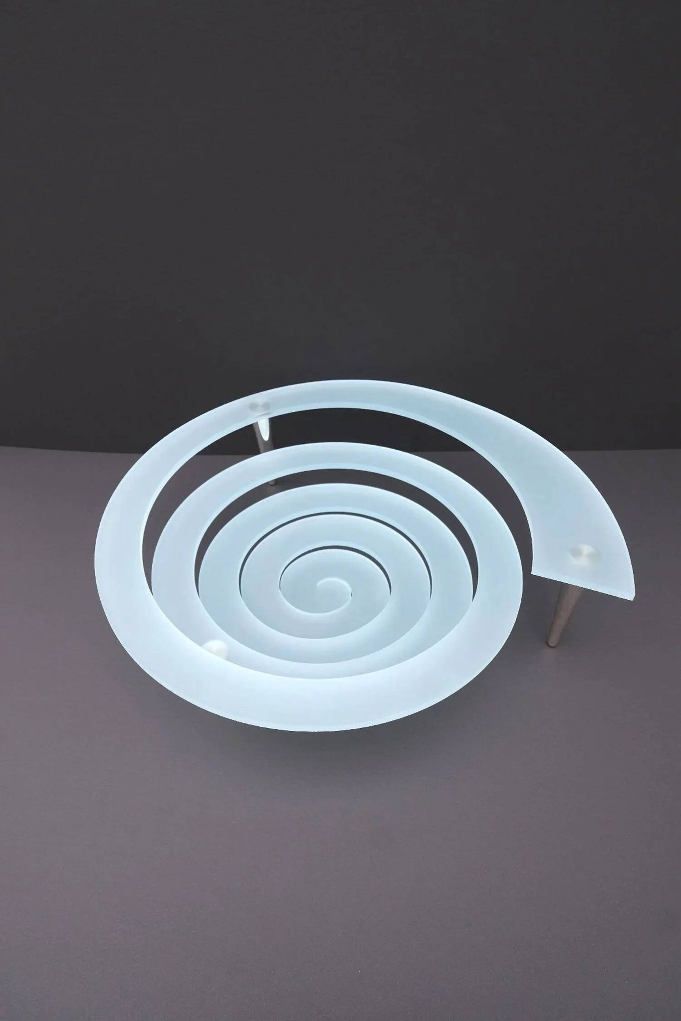 "Spirale" fruit bowl by Giuseppe Rocco for RSVP in glass and silver-plated metal, Italy 1980