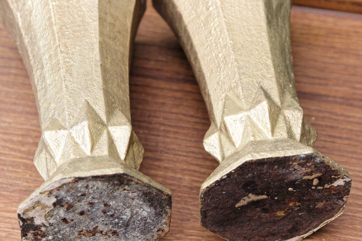 Pair of cast iron cone vases, art deco