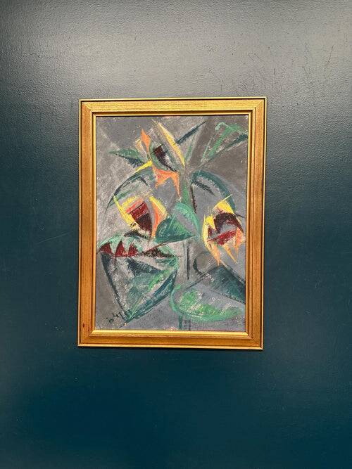 Original Swedish Oil on Panel – “Abstract Still Life with Sunflowers”