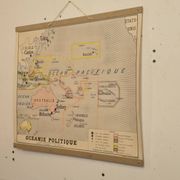 Ancienne carte de géographie carte d'école Océanie politique et physique co