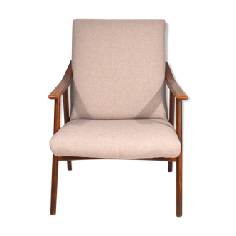 Pearl gray re-upholstered armchair