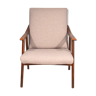 Pearl gray re-upholstered armchair