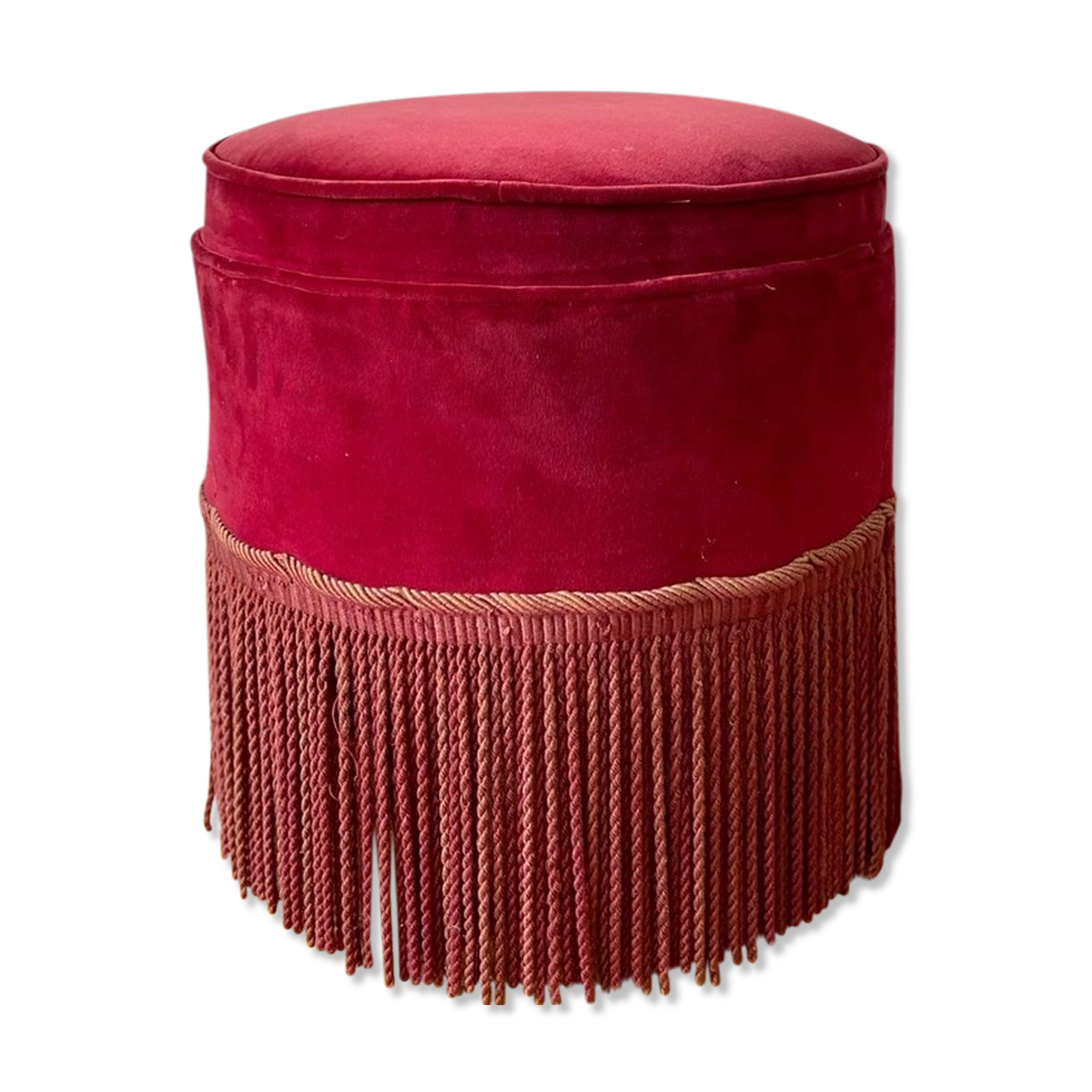 Pouf en velours rouge