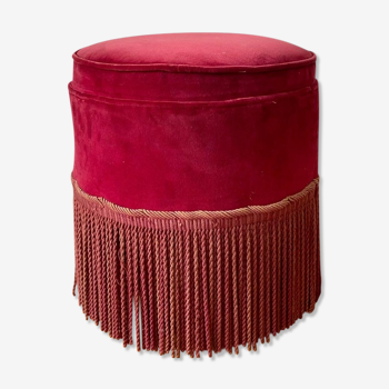 Pouf en velours rouge