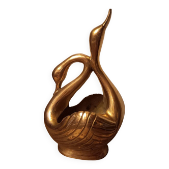 Couple of vintage brass swans