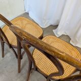 Set of 4 Vintage Thonet Style Dining Chairs: Bentwood Cane Seat, 1970s Bist