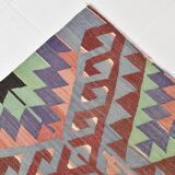 6x9 Green & Blue Tribal Pattern Vintage Kilim Rug, 177x266Cm