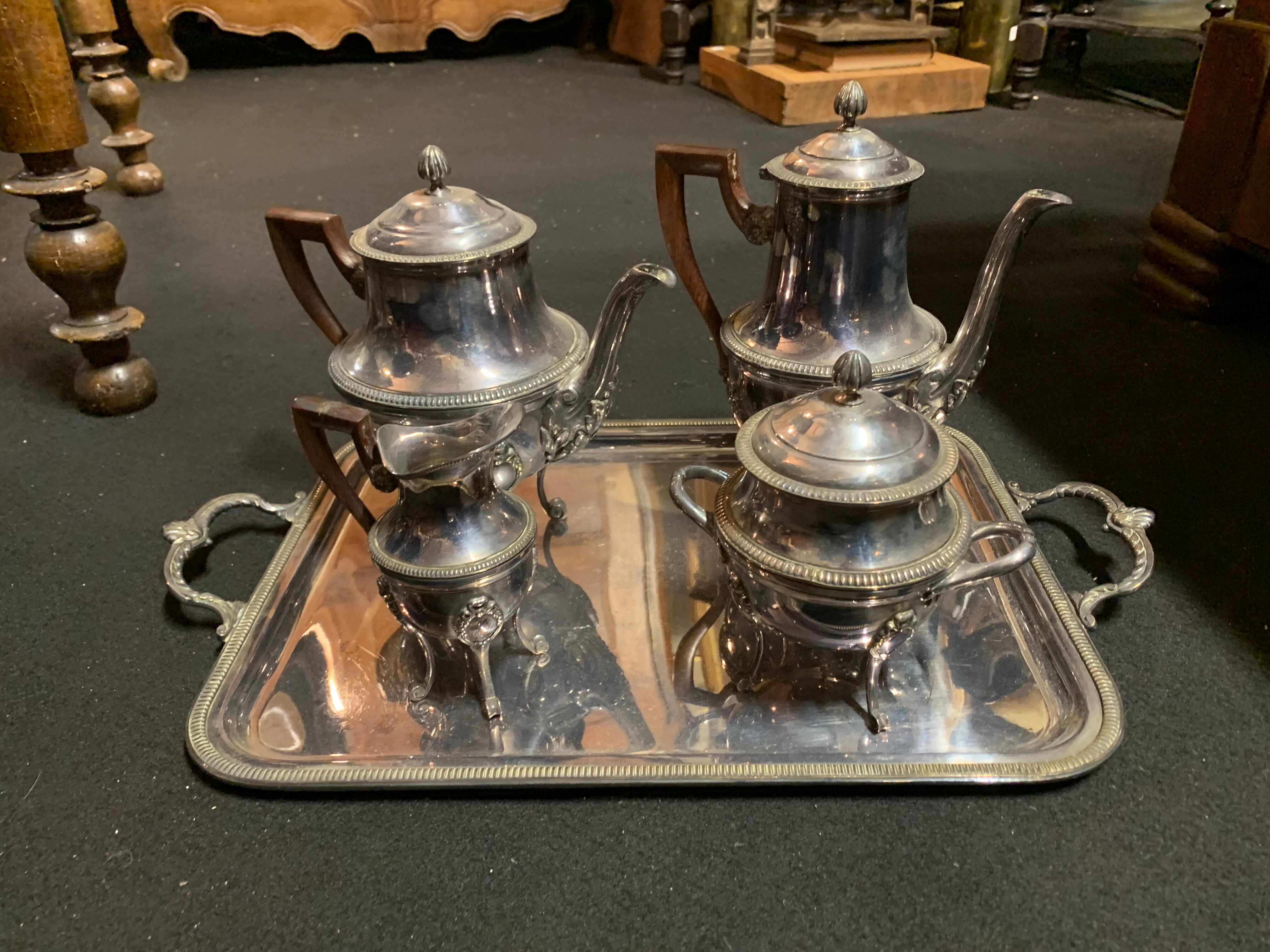 Silver metal tea service
