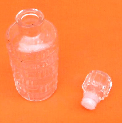 Cylindrical bottle "lever" transparent glass 1970