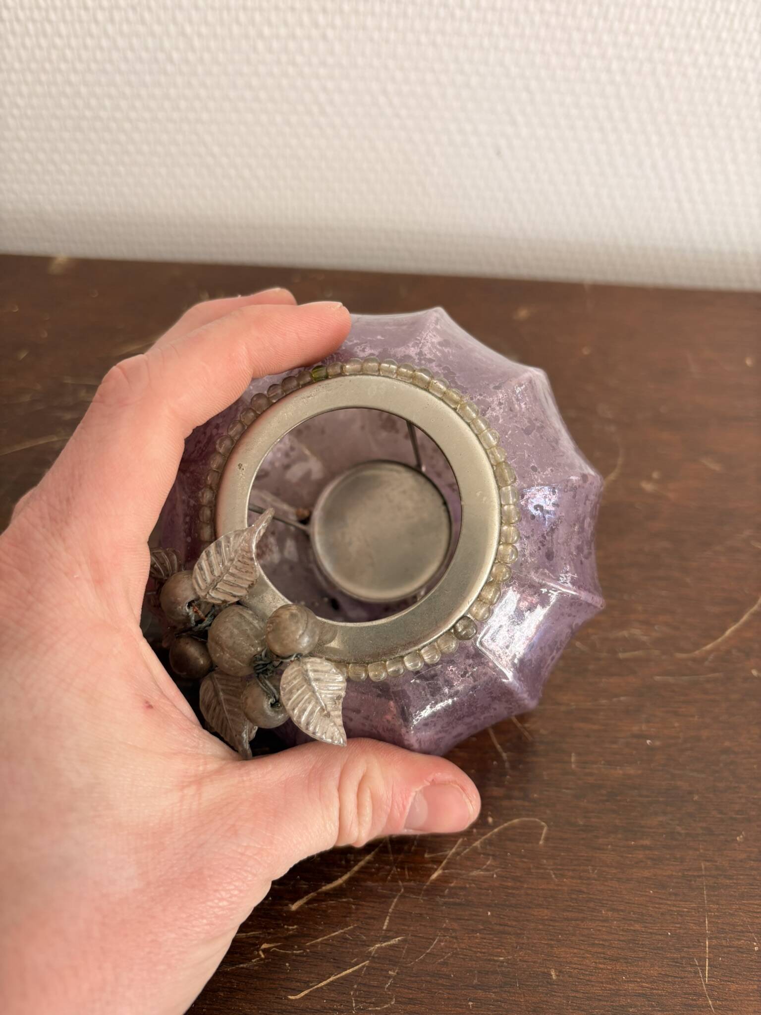 Mercurised Glass Purple Pumpkin Lantern Shabby Chic Romantic