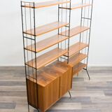 Shelf on feet, black metal ladders, 60s