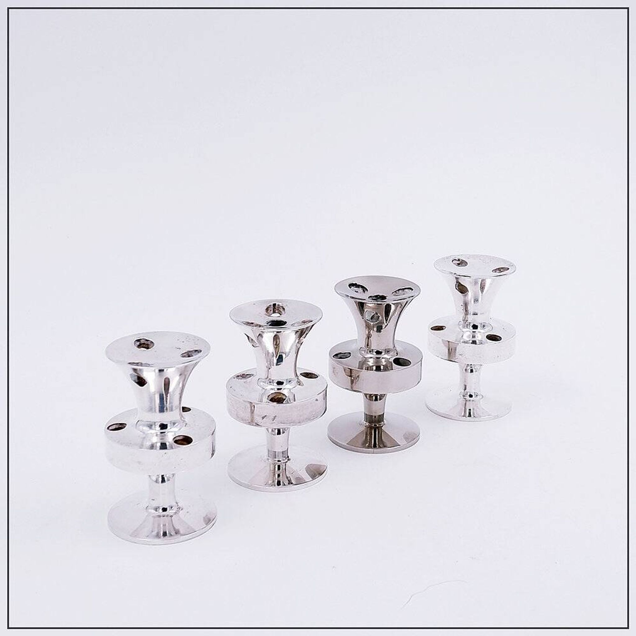 Set of 4 miniature candle holders by Erik Jörgensen, Denmark, 1950s.