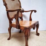 Chippendale Bergere Armchair, Carved Mahogany with Cane and Lion Claw Ball