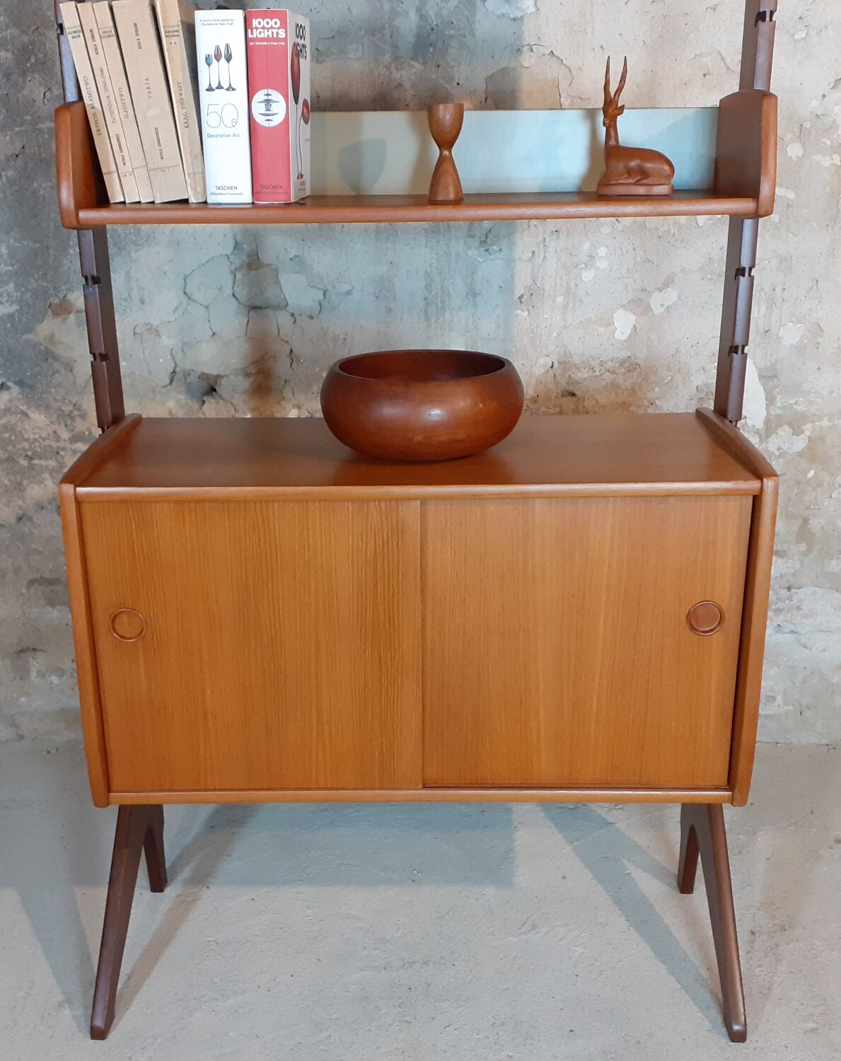 Ergo teak shelving unit, Scandinavian vintage 1960s