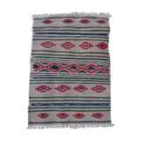 Kilim beige blue red handmade carpets, 90x60cm