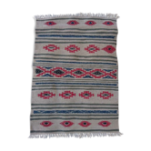 Tapis kilim beige rouge bleu fait à la main, 90x60cm