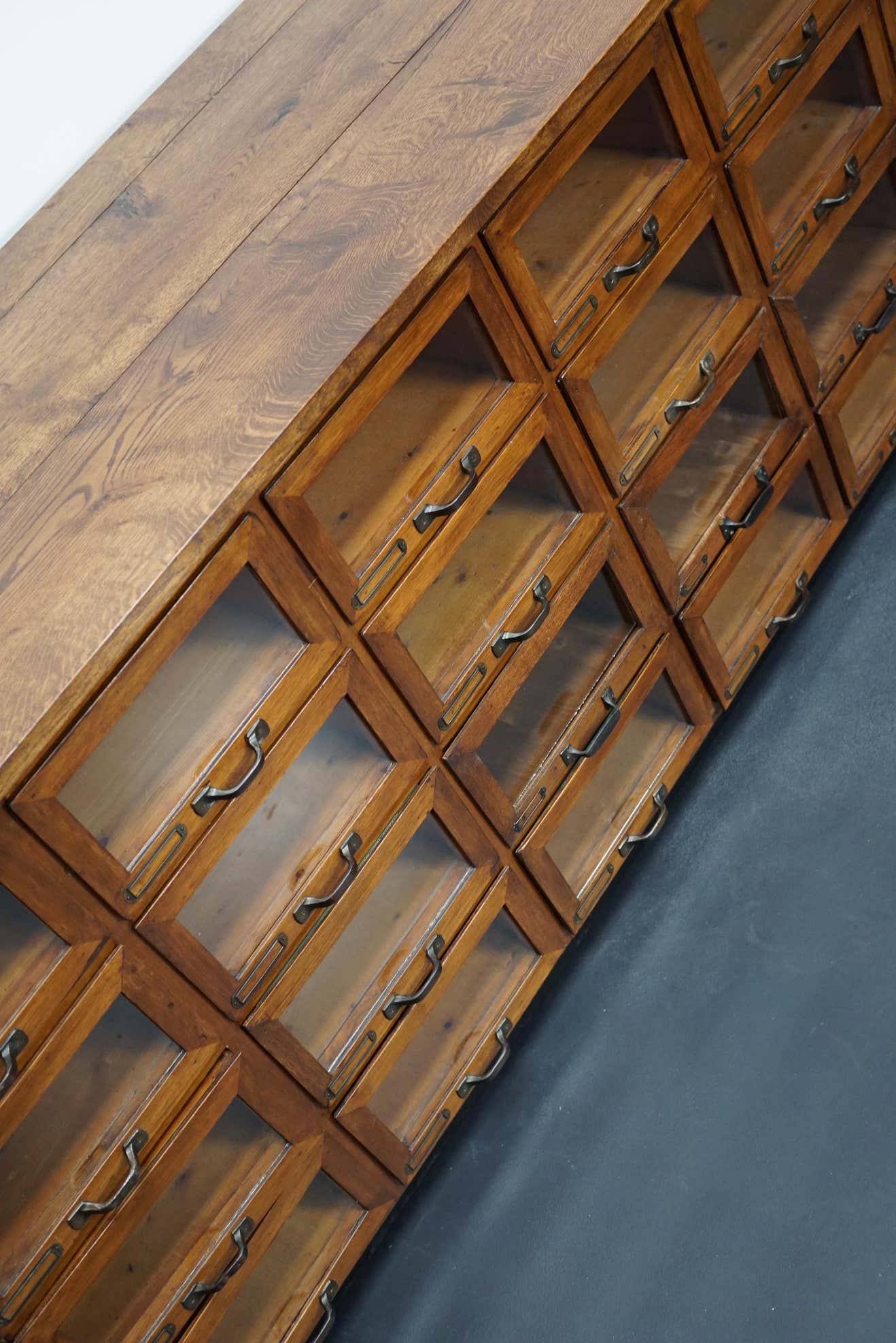 Vintage dutch oak haberdashery cabinet 1930s
