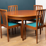 Retro Teak 1960s Extending Dining Table & 6 Chairs By Meredew