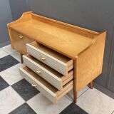 Lowboard, white skai fronts on the drawers 1960s