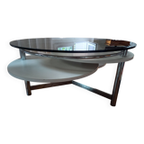 Table basse en verre inox et mélanine
