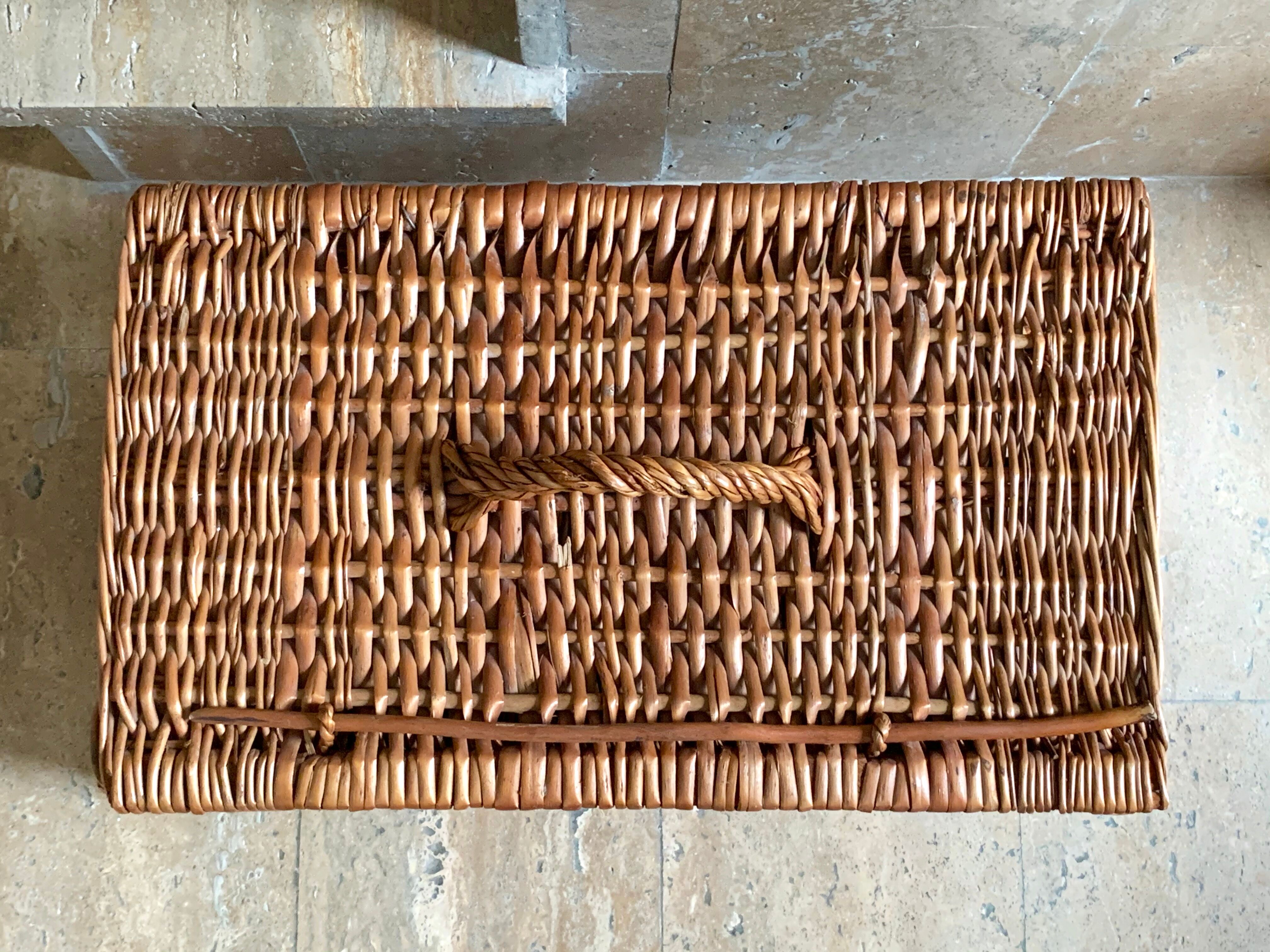 Wicker transport basket, 1960s