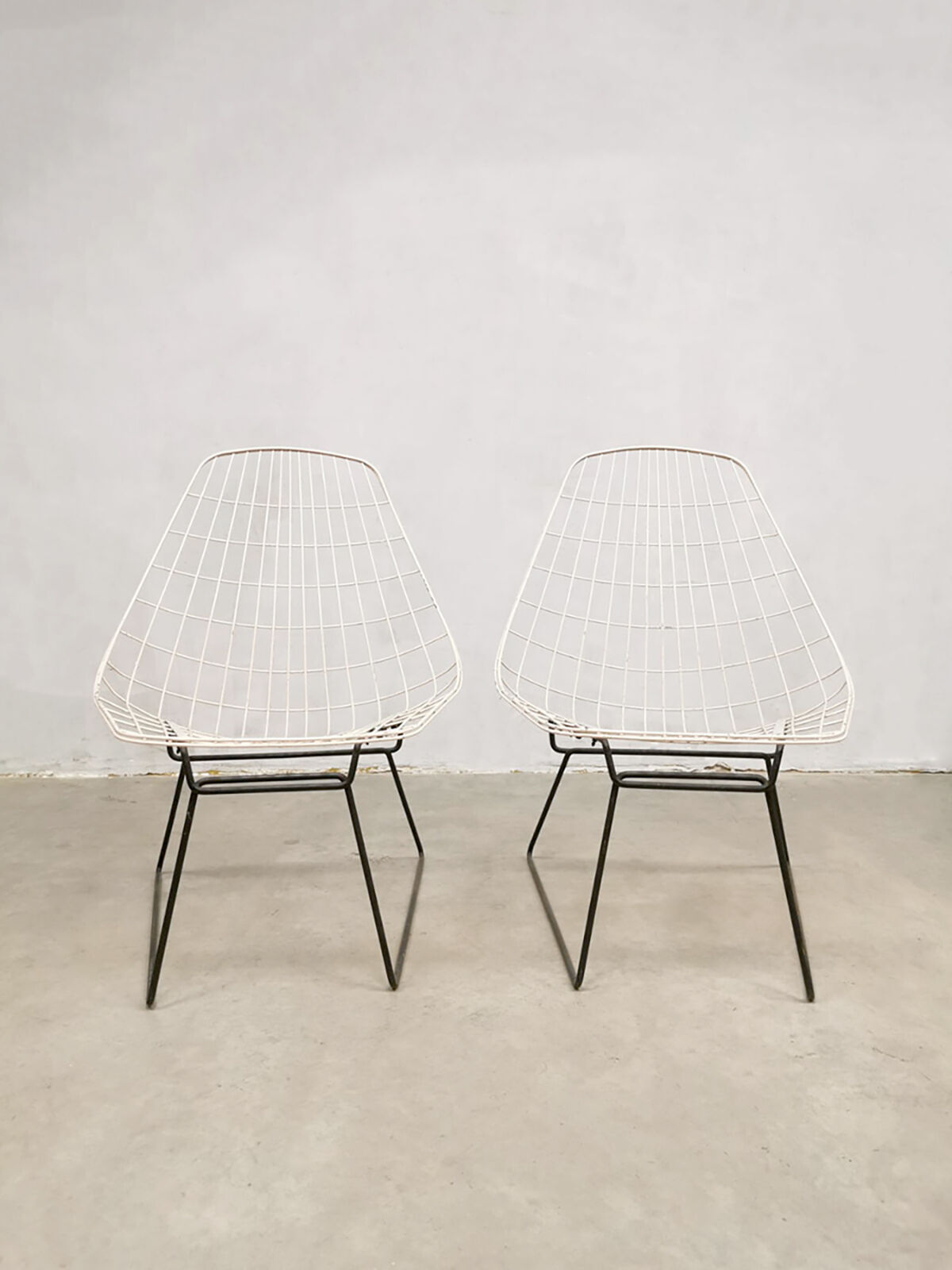 Vintage Dutch design wire chairs Cees Braakman Pastoe