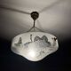 Glass basin decorated with flowers and butterflies Art Deco France Deveau 1925