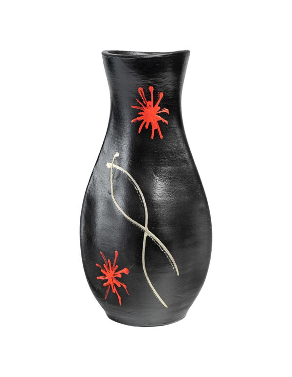 Vase en terre cuite peint, design 1950-1960