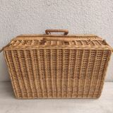 Wicker and vintage rattan suitcase