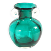 Vase en verre soufflé bleu moderniste Murano 1960 anse pastille