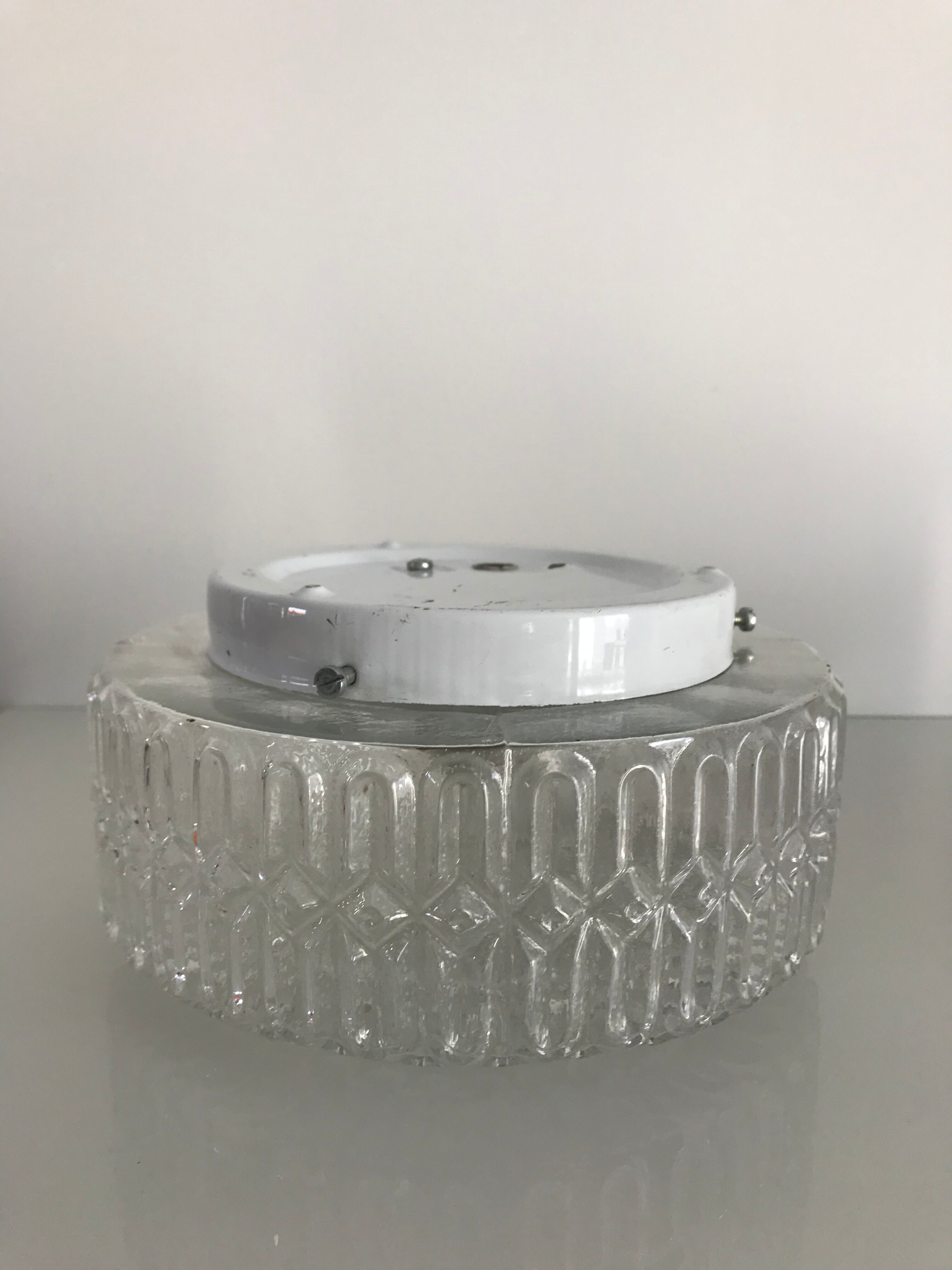 Round cast glass ceiling light