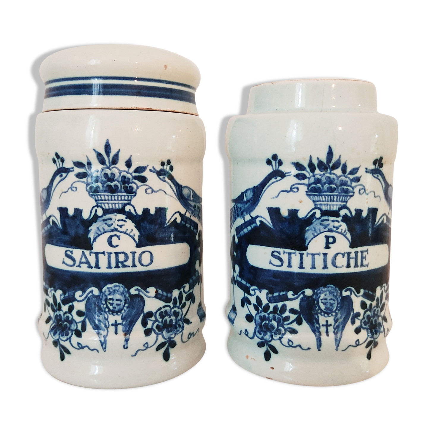 Oud Delft set of two pharmacy jars
