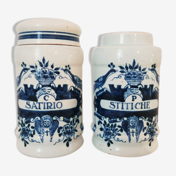 Oud Delft set of two pharmacy jars