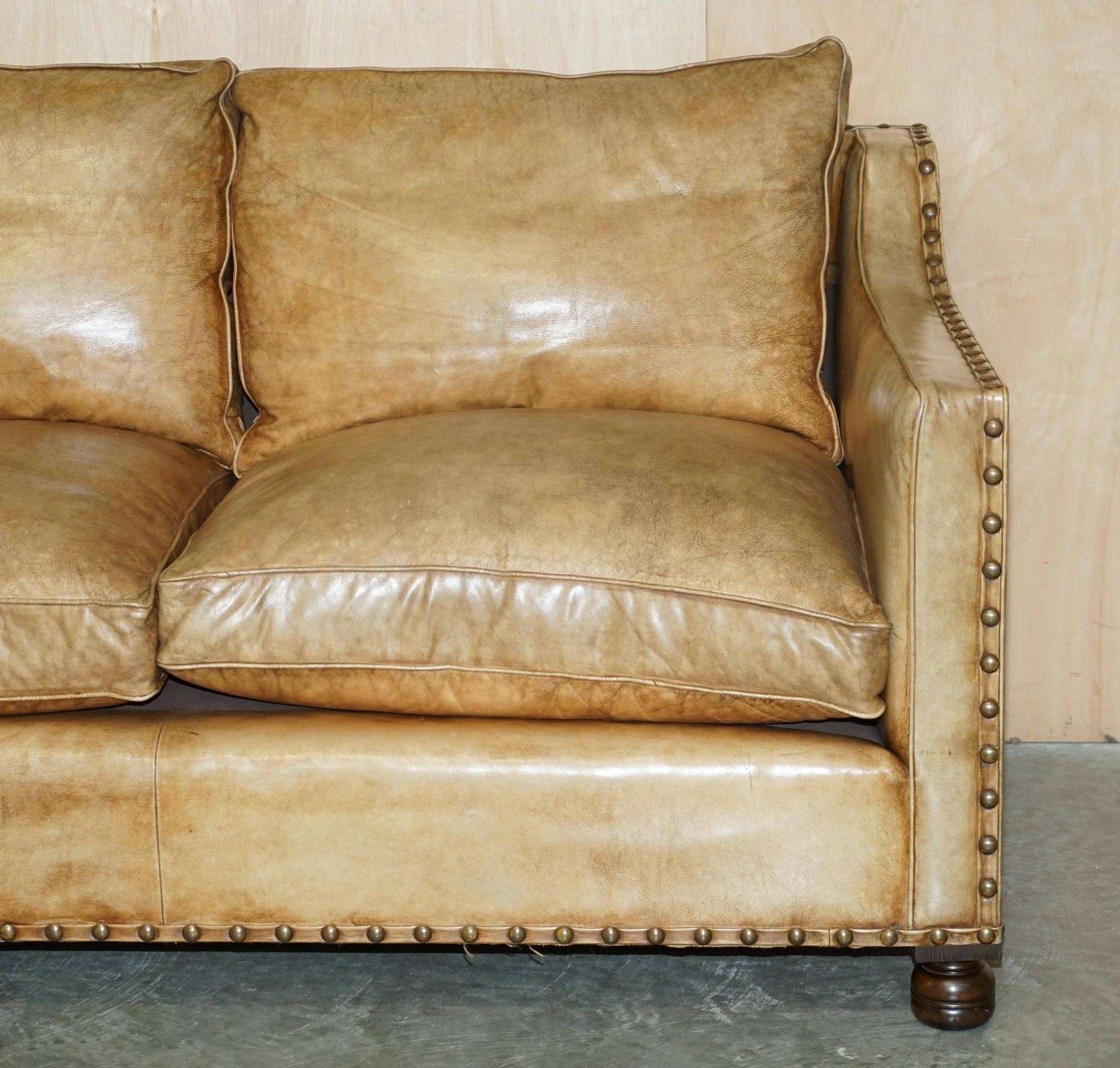 Edwardian Style Leather Two-Seater Sofa with Studs