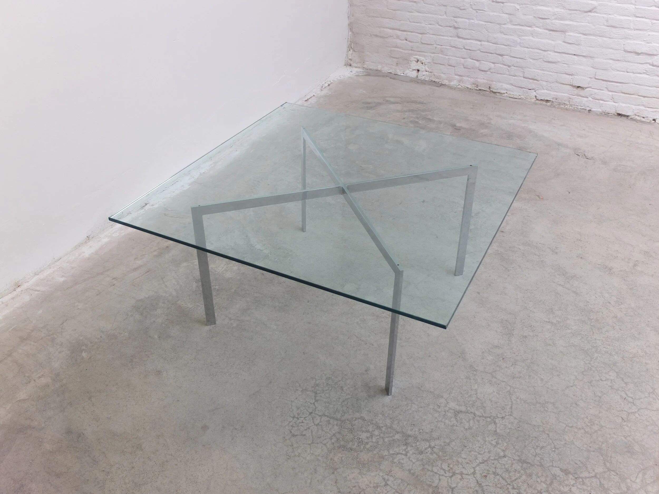 Glass 'Barcelona' coffee table by Mies Van Der Rohe for Knoll, 1929