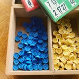 Complete lotto game in its vintage wooden box