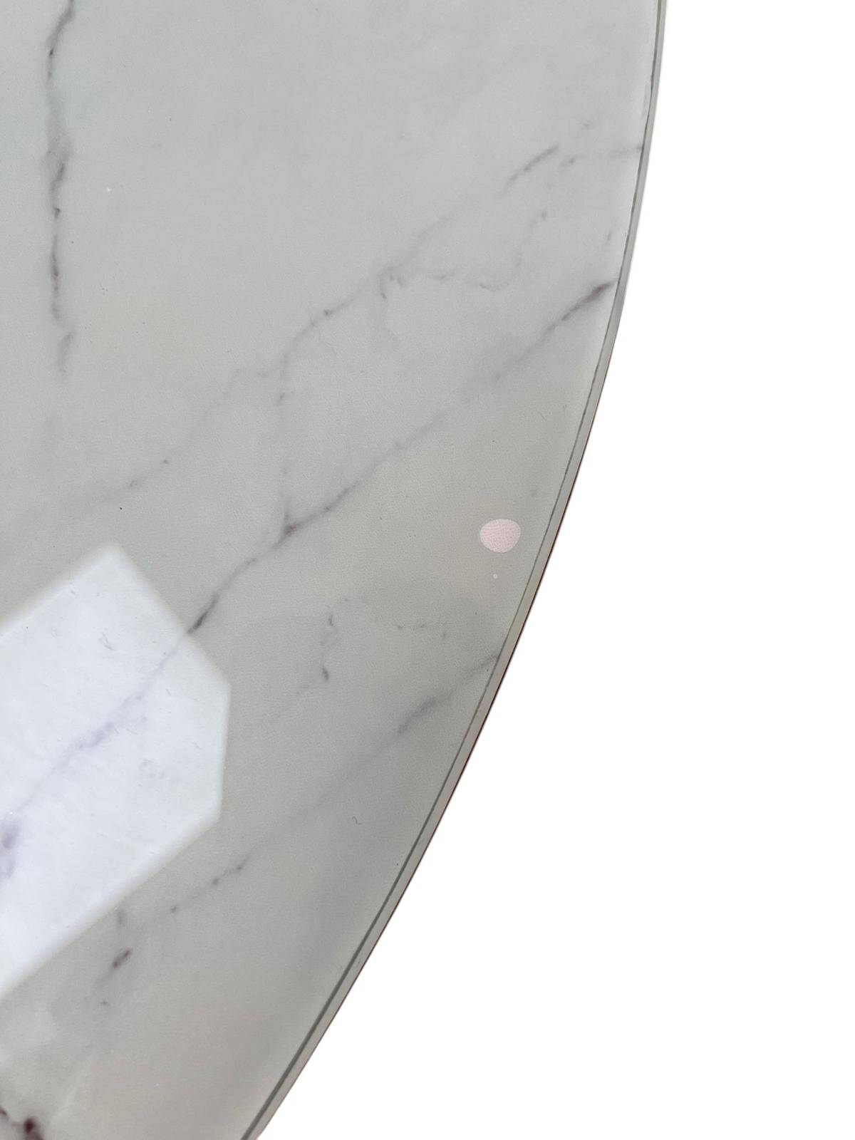 Vintage Scandinavian round coffee table in teak with removable glass top featuring a marble effect, 1960s.