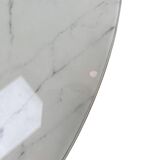 Vintage Scandinavian round coffee table in teak with removable glass top featuring a marble effect, 1960s.