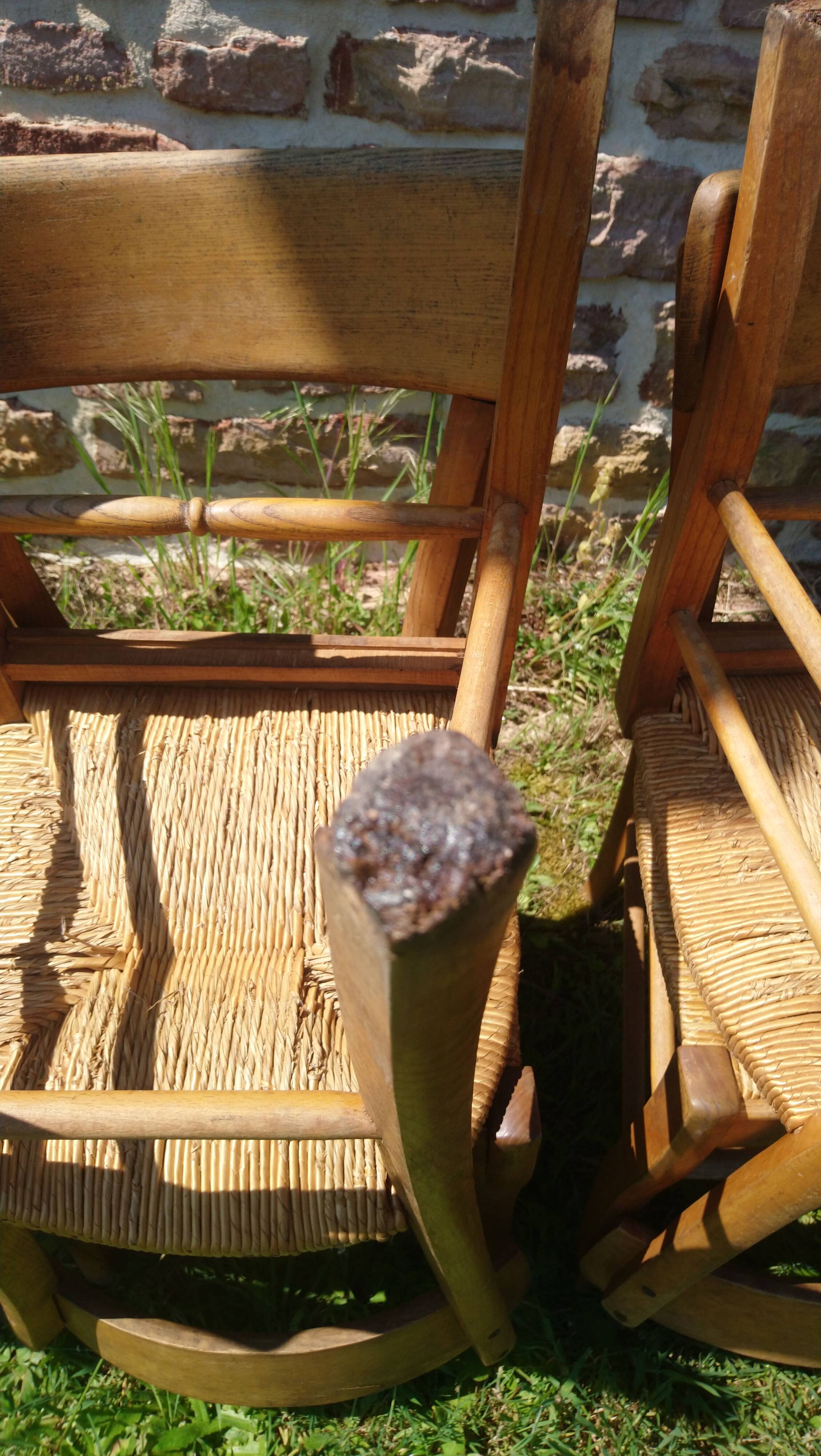 6 straw and beech bistro chairs