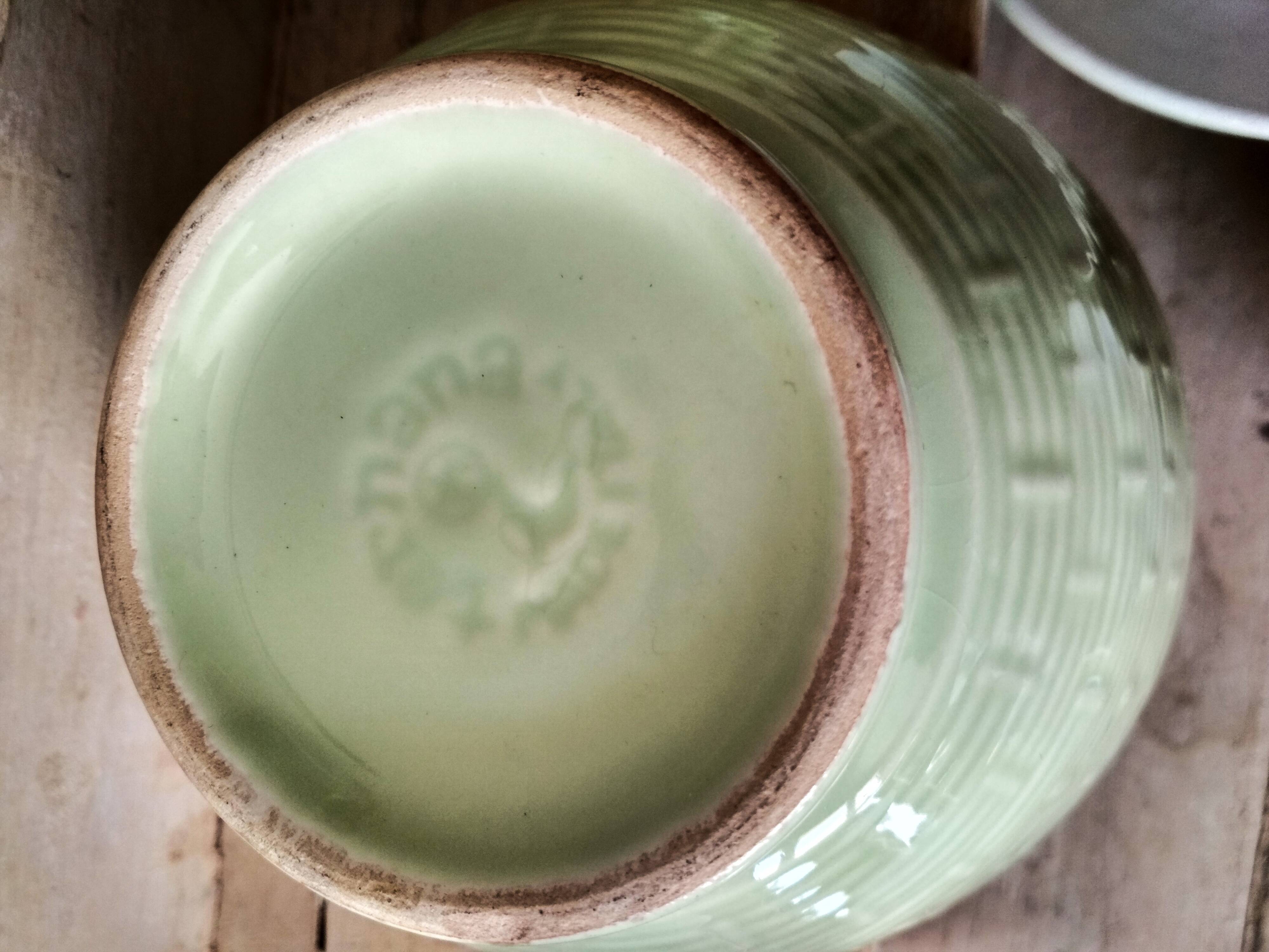 Set of 4 old celadon green bowls - "made Italy" breakfast