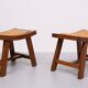 Brutalist curved solid Oak Ottomans 1950s France