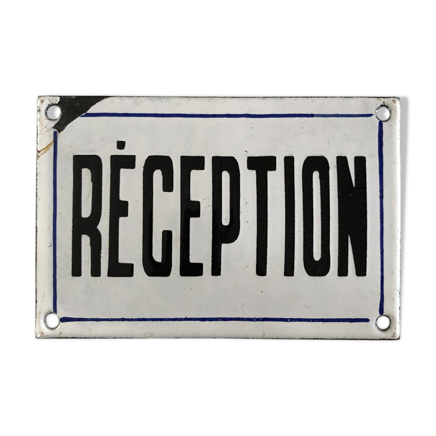 Enamelled plate RECEPTION vintage 50 's