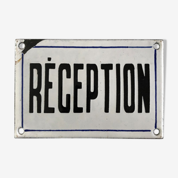 Plaque émaillée "réception" vintage 50’s