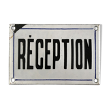Enamelled plate RECEPTION vintage 50 's