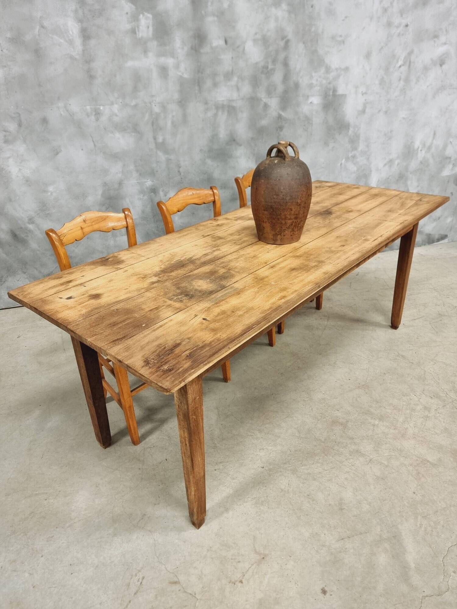 Antique Farmhouse Table French Dining Table in Chestnut Wood 80x200