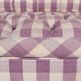 Upholstered bench in mauve and cream Vichy fabric, France, 1970s