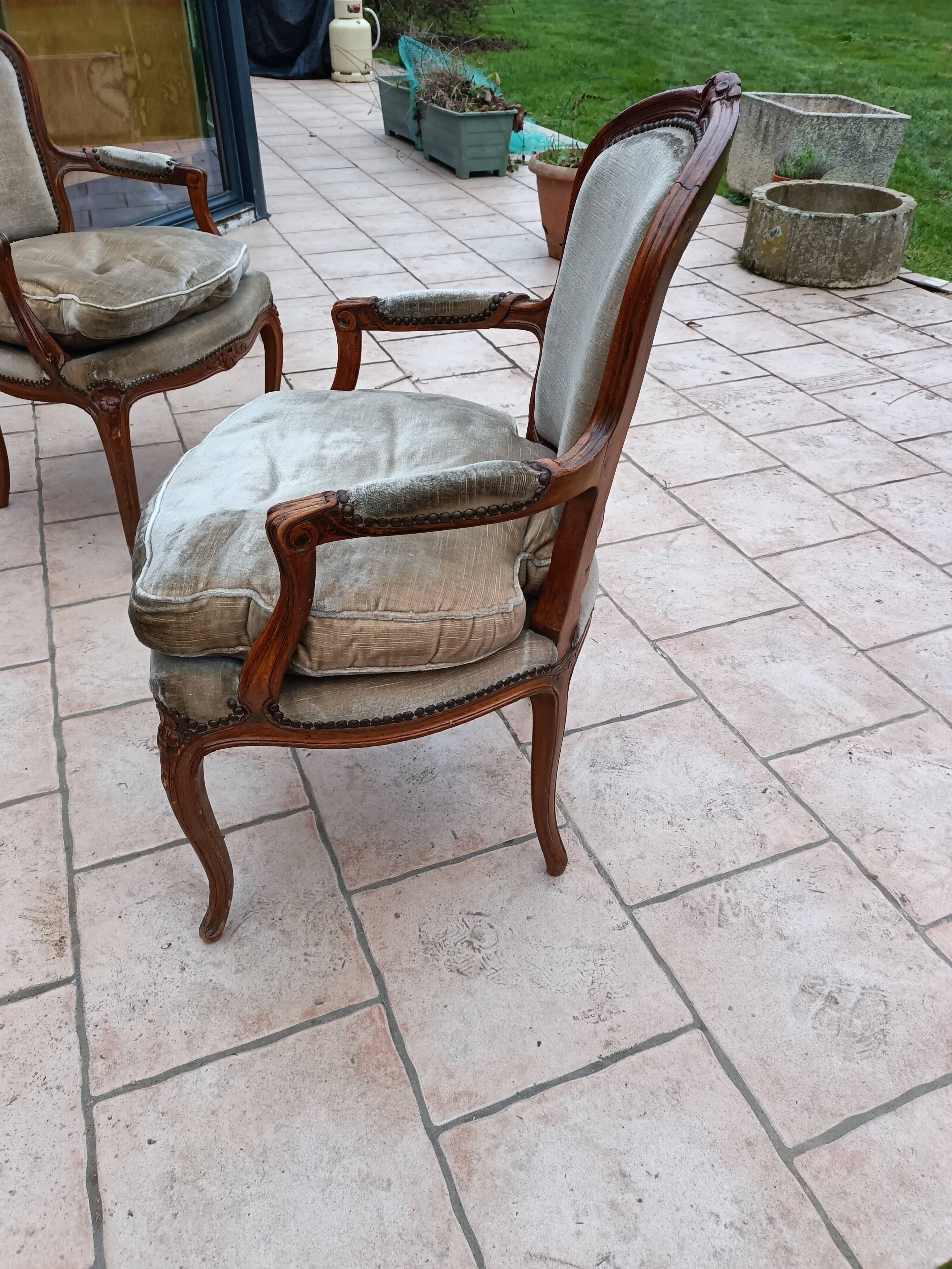 Pair of antique armchairs style Louis XV late XIXth