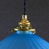 Old pendant lamp in blue translucent glass - circa 1930 - delivered with
