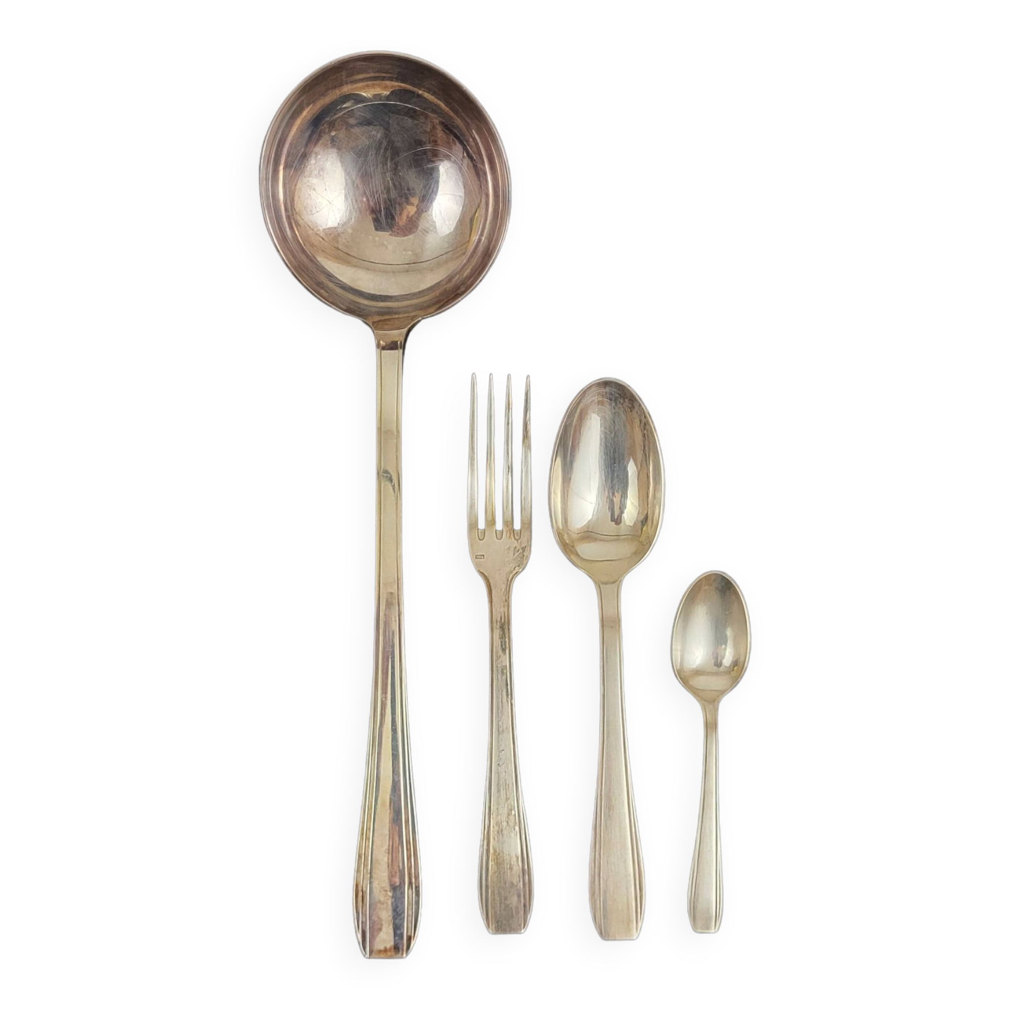Cutlery set 37 pieces silver metal Art Deco